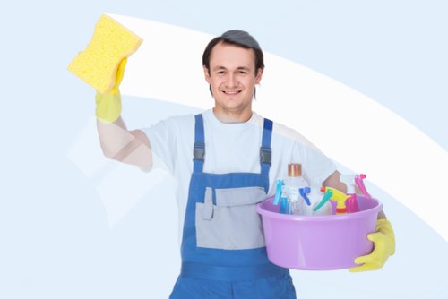 Cleaner in Westminster maintaining a tidy living room