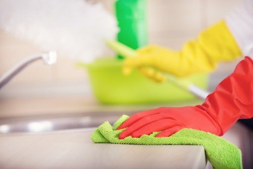 Machine scrubbing and polishing hard floors in Westminster